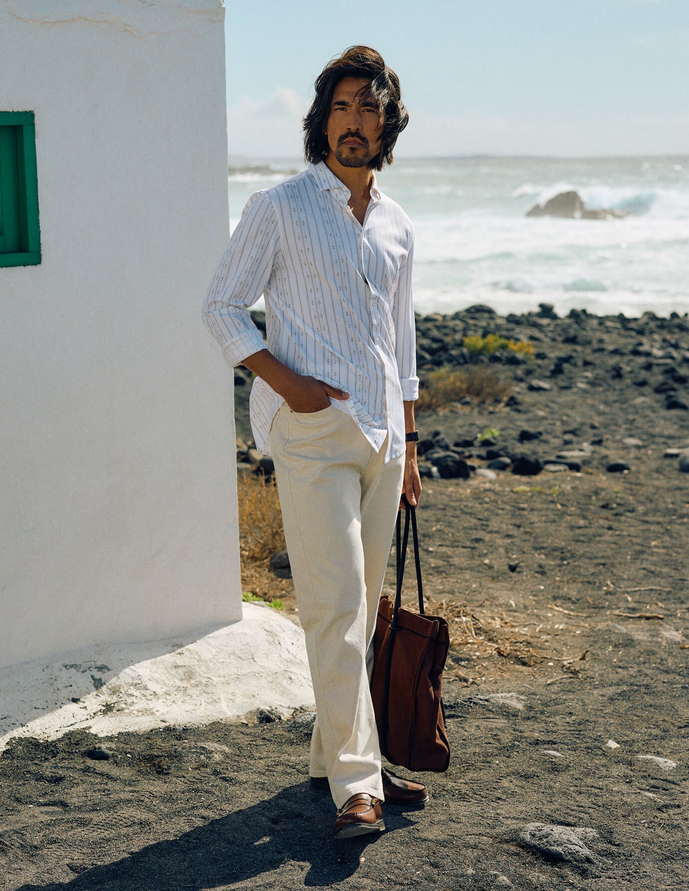 Vaqueros Lucas de corte holgado, color blanco roto