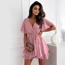 Vestido ALMA– Escote cruzado con volante