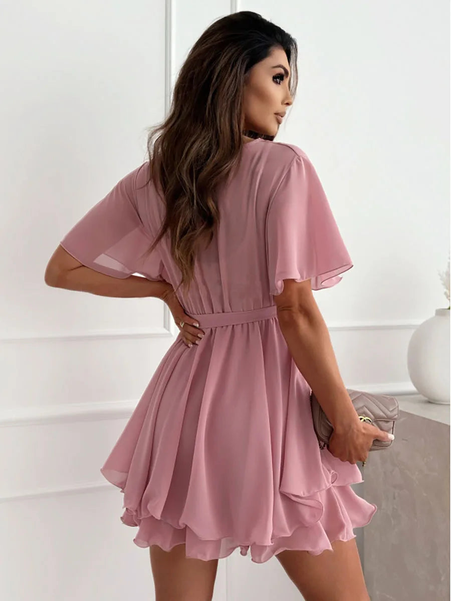 Vestido ALMA– Escote cruzado con volante