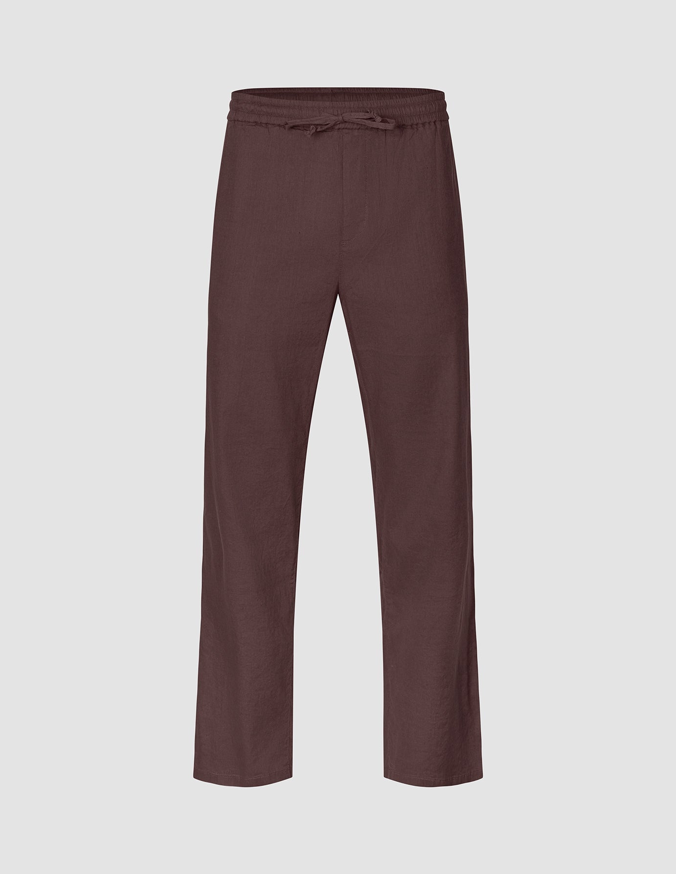 Pantalones de lino de alta calidad, color marrón oscuro
