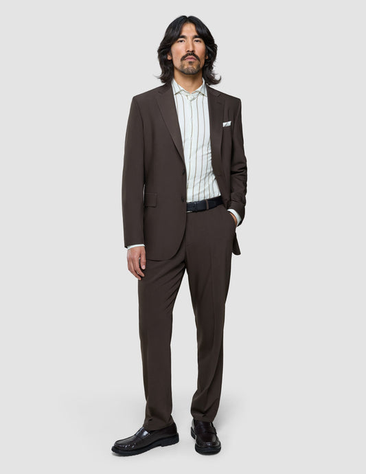 Traje de lana técnica, color marrón cacao